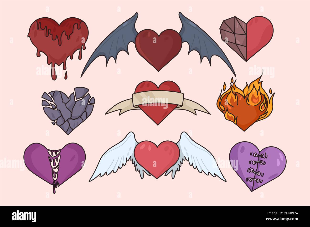 Collection of various heart shapes for valentine Stock Vector