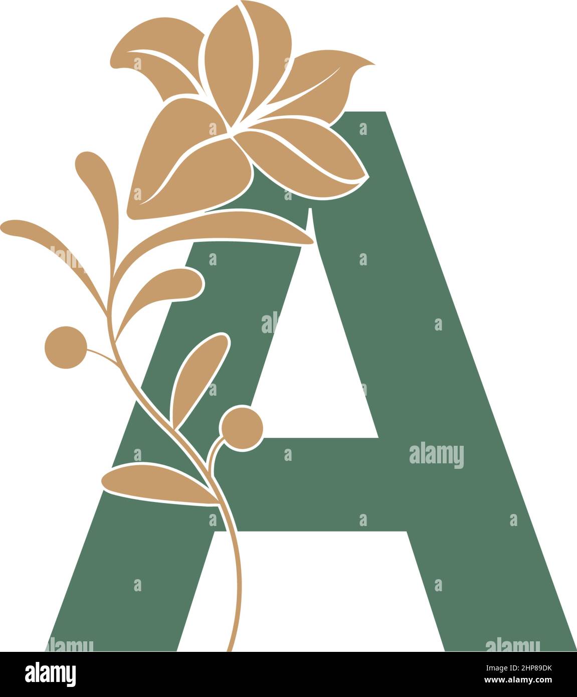 Letter A icon with lily beauty illustration template Stock Vector