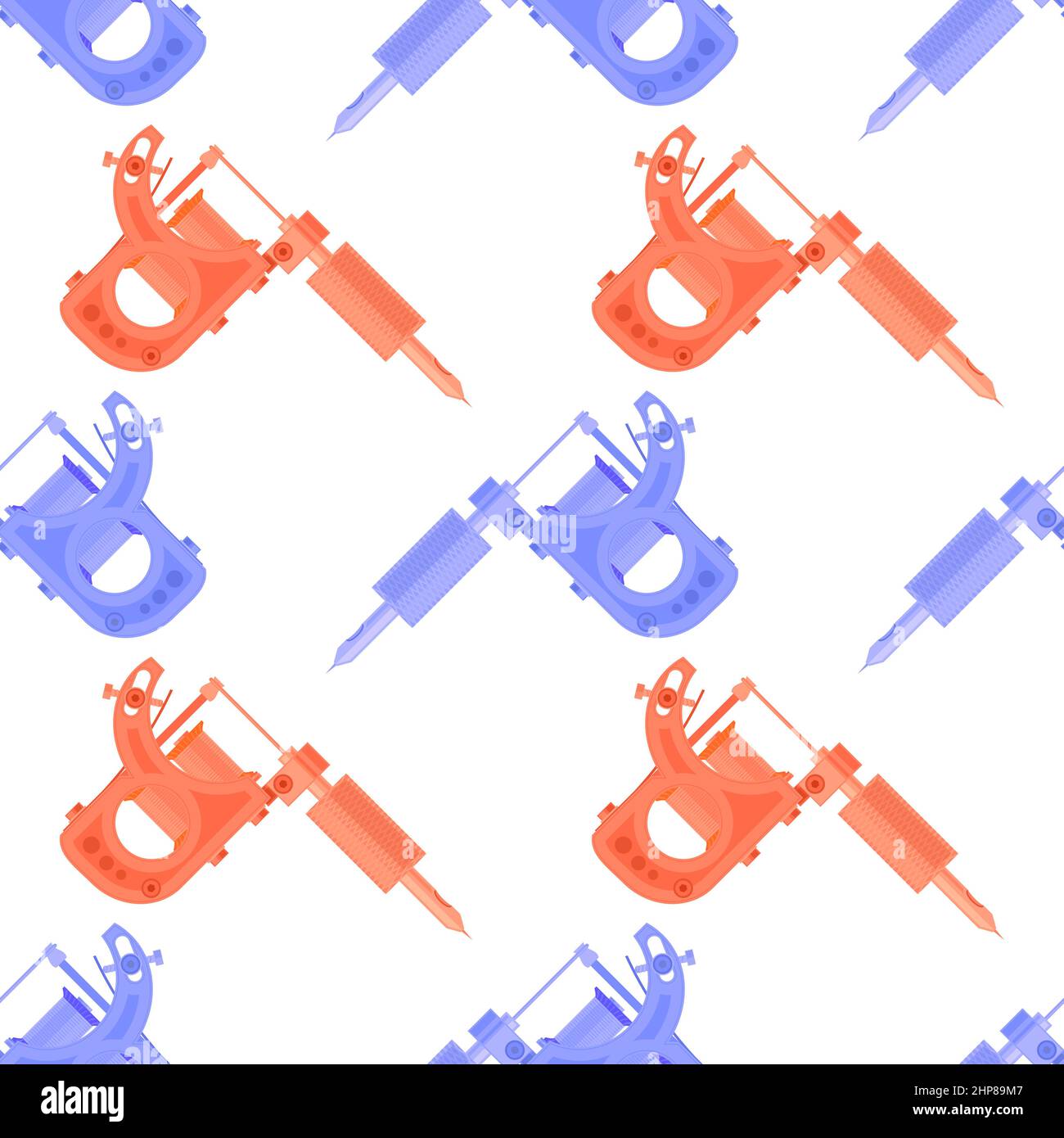 Induction Tattoo Machine Pattern Isolated on White Background. Stock Vector