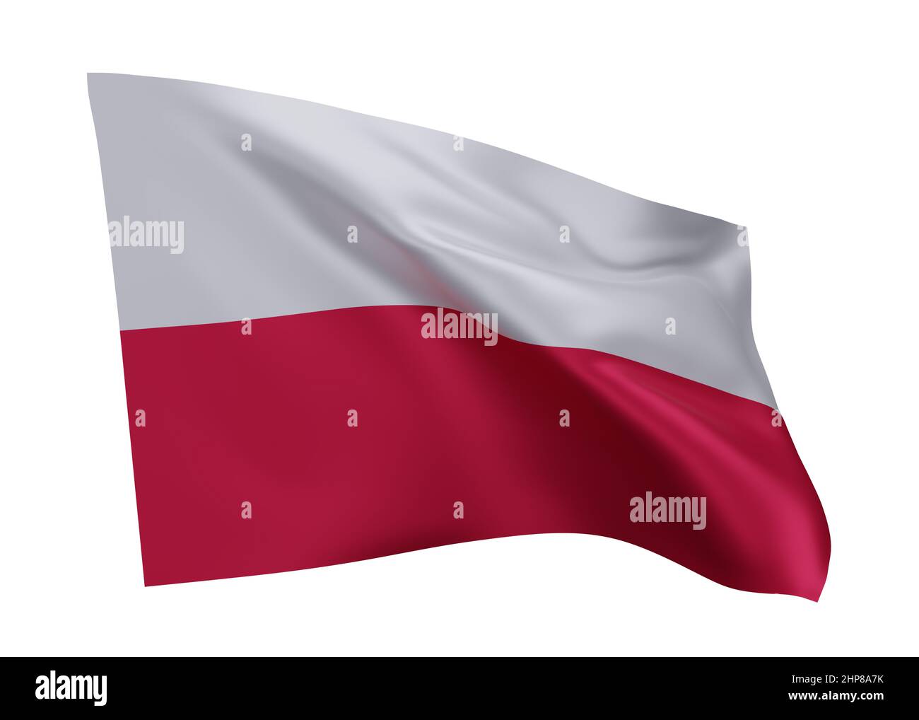 3d illustration flag of Poland. Polish high resolution flag isolated against white background. 3d rendering Stock Photo