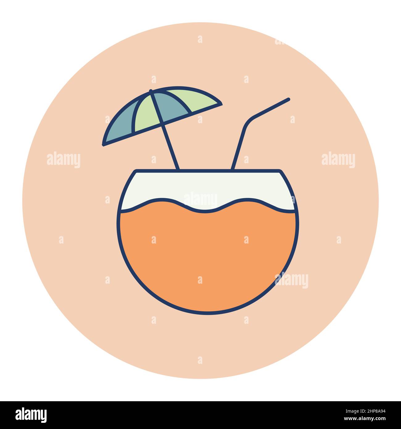 Coconut cocktail drink vector icon. Summer sign Stock Vector Image ...