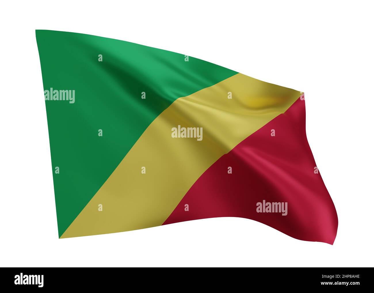 3d illustration flag of Republic of the Congo. Congo high resolution flag isolated against white background. 3d rendering Stock Photo