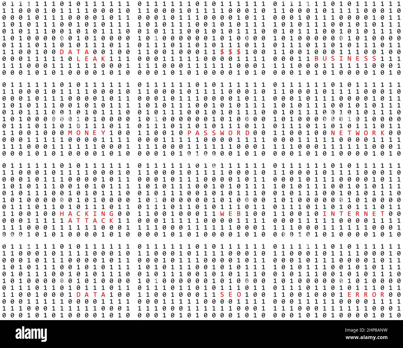 Stream of binary code. Computer 0,1 background design. Digits on screen. Abstract concept graphic data, technology, decryption, algorithm, encryption element. Stock Vector