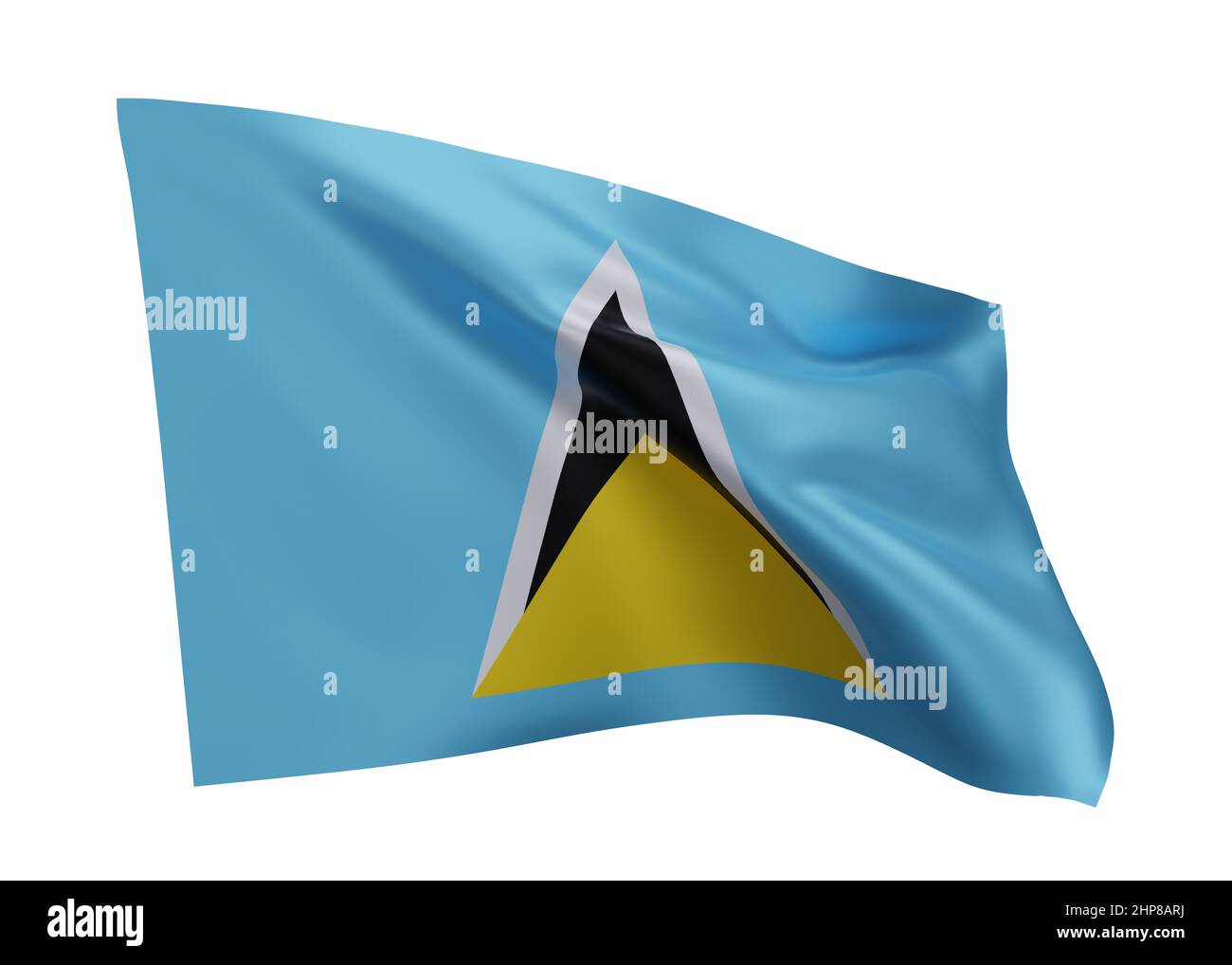 3d illustration flag of Saint Lucia. Saint Lucia high resolution flag isolated against white background. 3d rendering Stock Photo