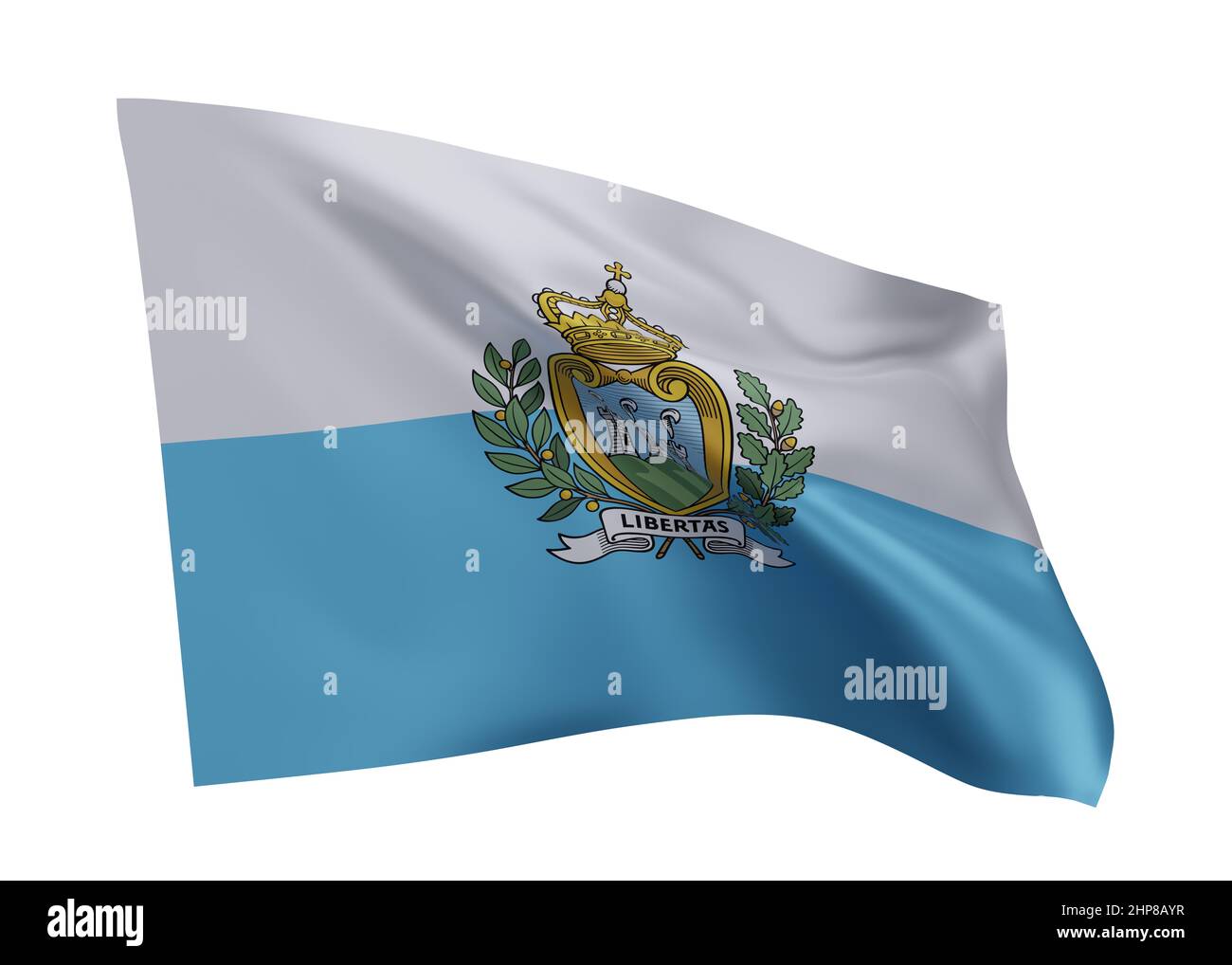 3d illustration flag of San Marino. San Marino high resolution flag isolated against white background. 3d rendering Stock Photo