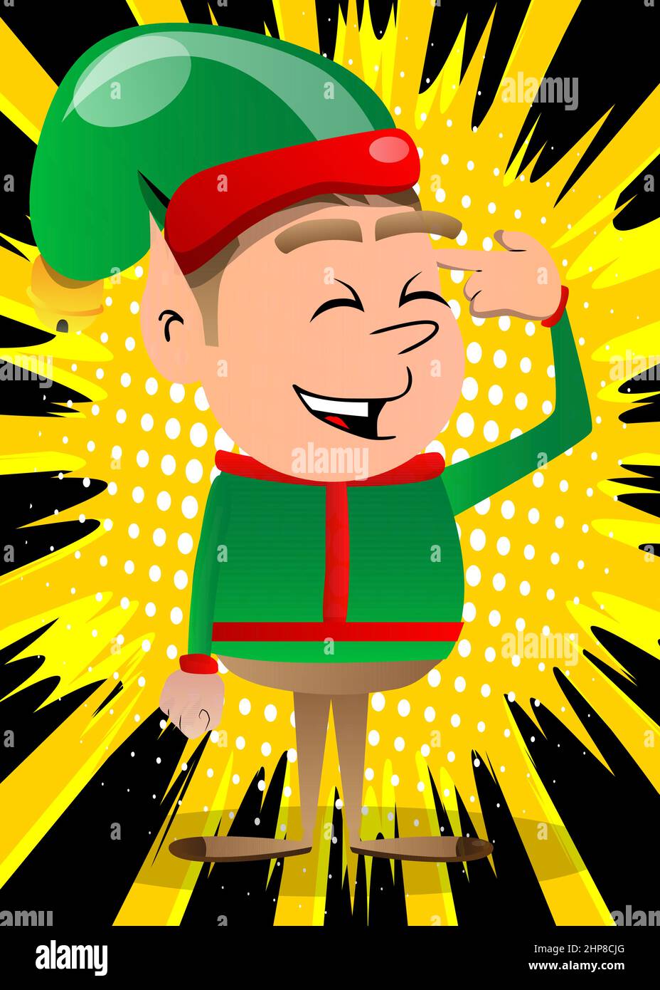 Christmas Elf putting an imaginary gun to his head. Stock Vector