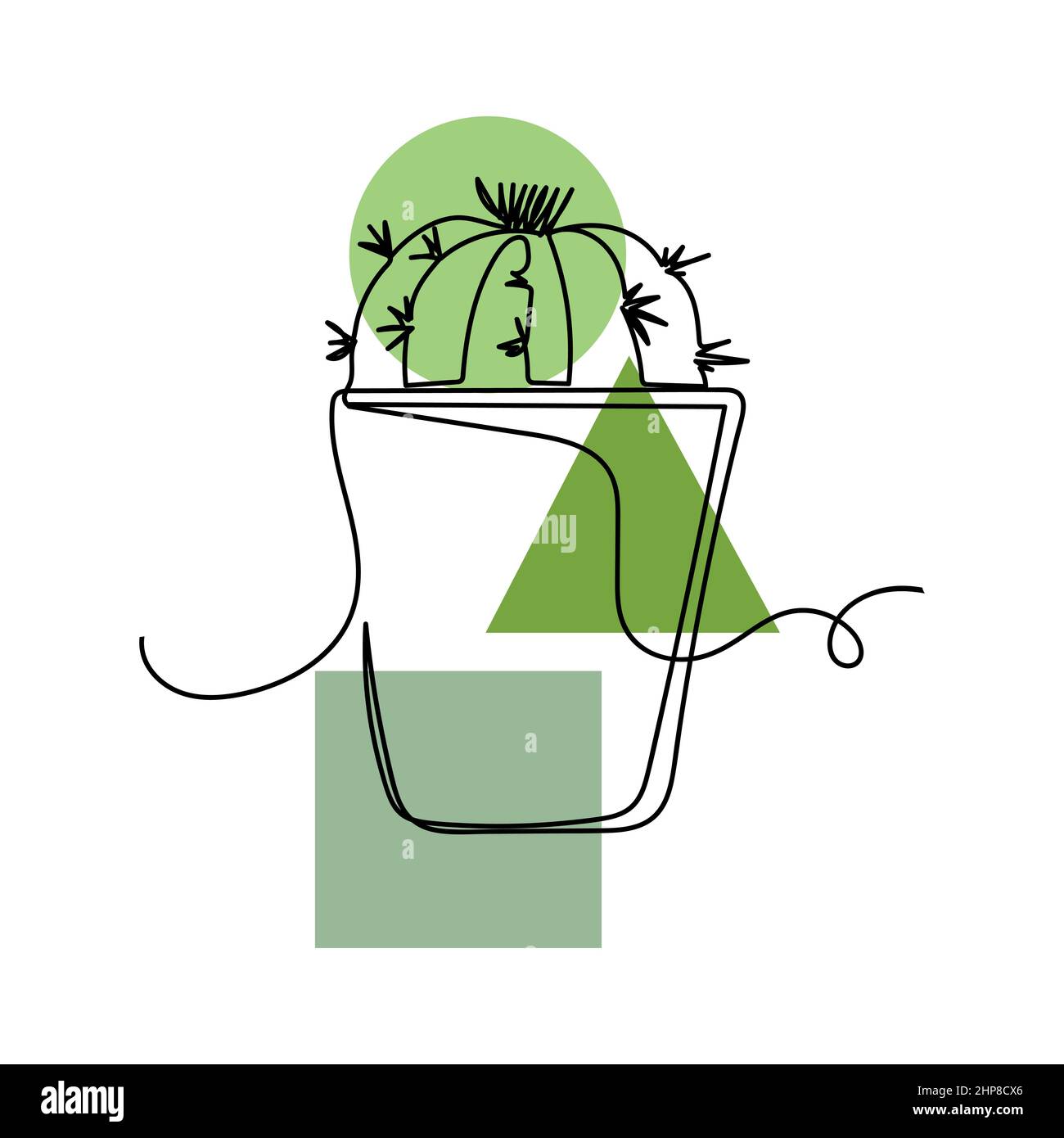 Vector abstract continuous one single simple line drawing icon of  cactus flower in silhouette sketch. Perfect for greeting cards Stock Vector