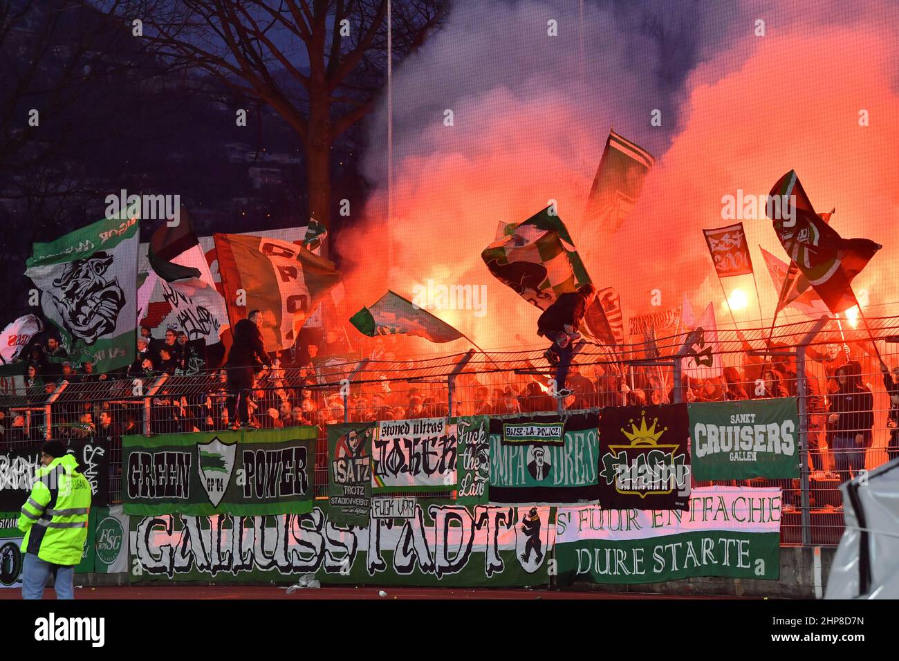 Lugano, Switzerland. 26th Feb, 2022. Lugano Fans during the Super League  match between FC Lugano and FC Servette at Cornaredo Stadium in Lugano,  Switzerland Cristiano Mazzi/SPP Credit: SPP Sport Press Photo. /Alamy