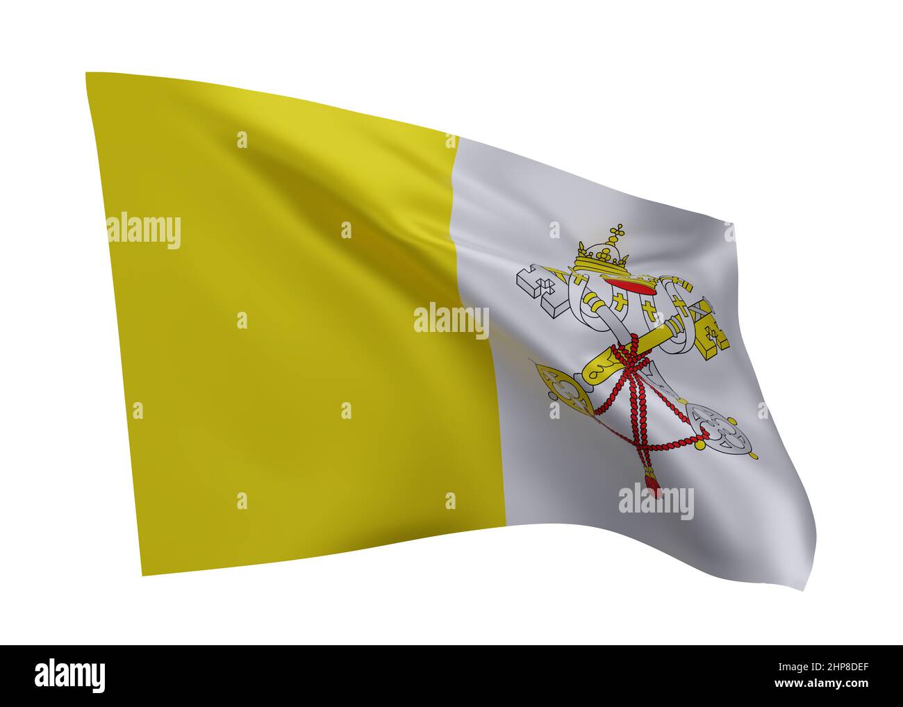 3d illustration flag of Vatican City. Vatican high resolution flag isolated against white background. 3d rendering Stock Photo