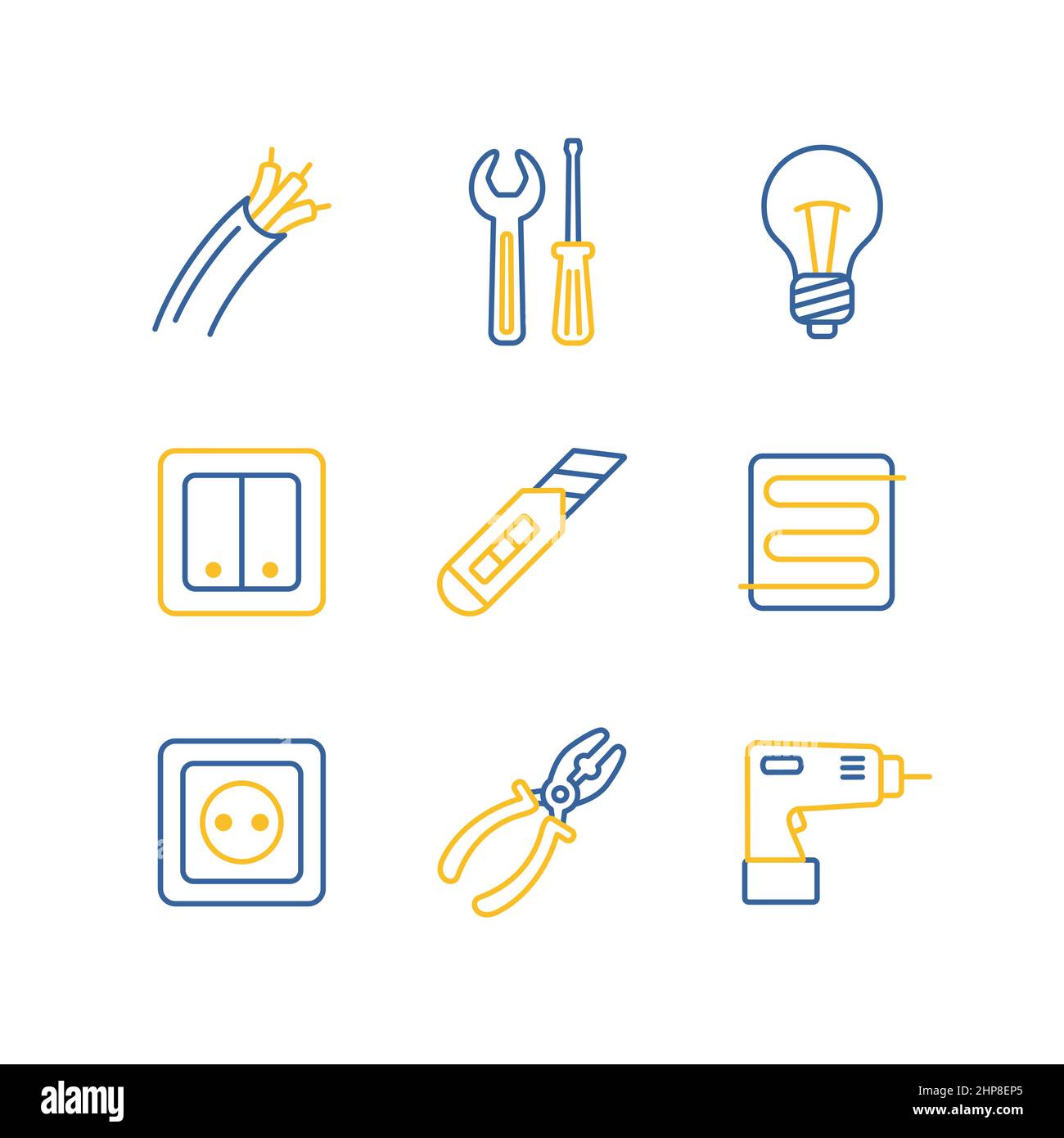 Home repair, electric vector flat icons set Stock Vector