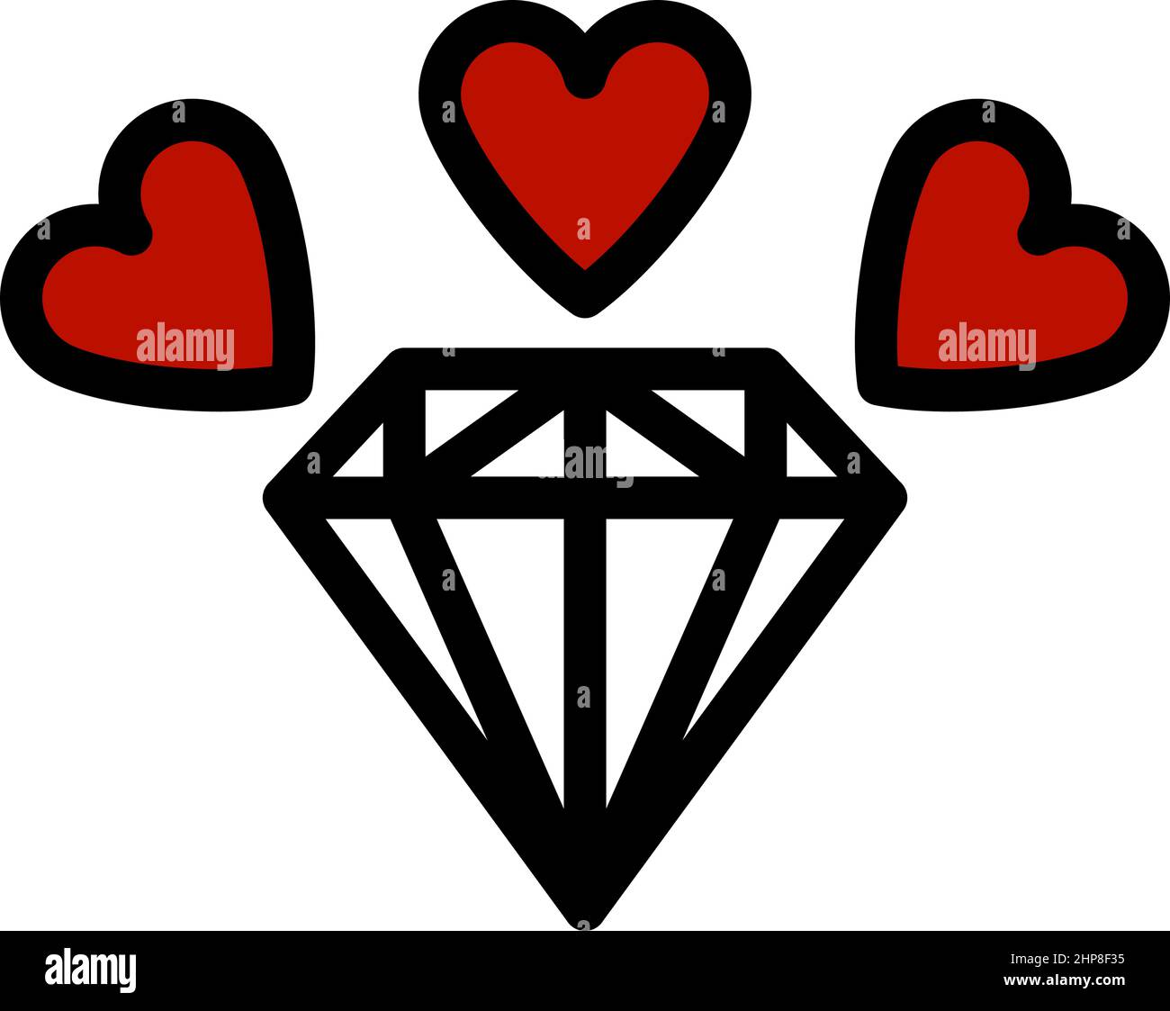 Diamond With Hearts Icon Stock Vector