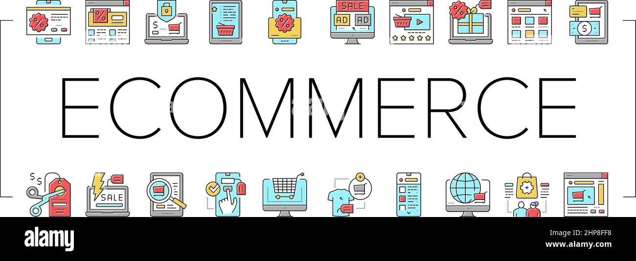 Ecommerce And Online Shopping Icons Set Vector Stock Vector Image & Art ...