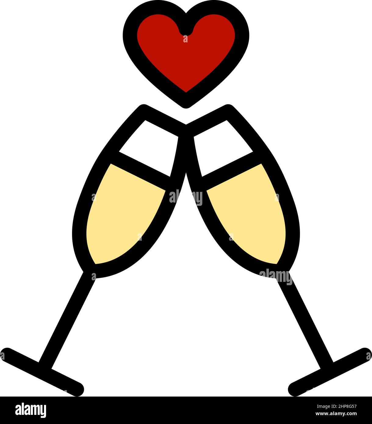 Champagne Glass With Heart Icon Stock Vector Image & Art - Alamy