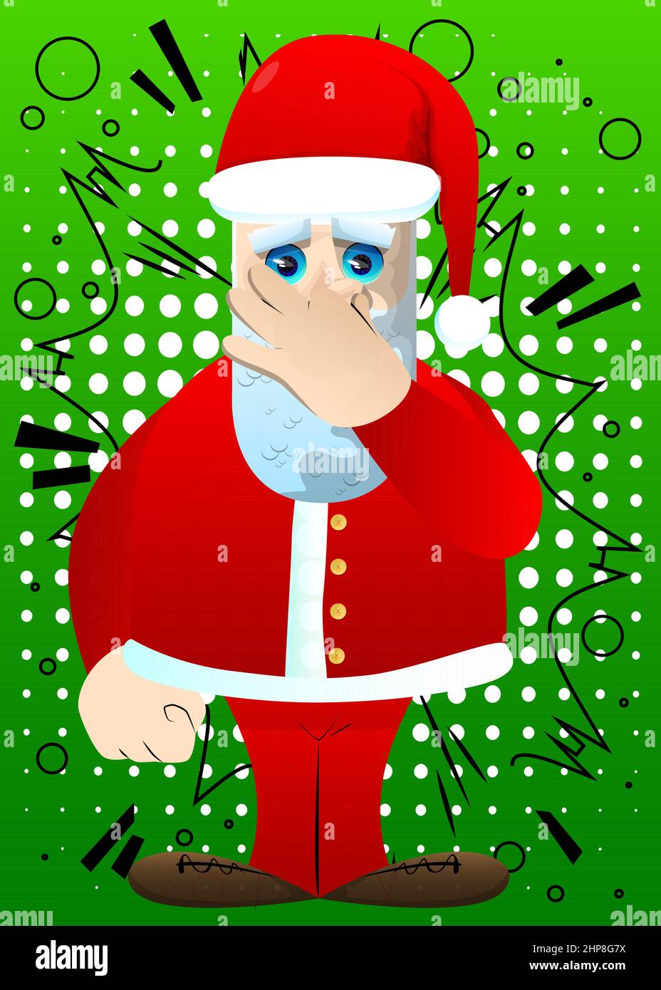 Santa Claus holding his nose because of a bad smell. Stock Vector
