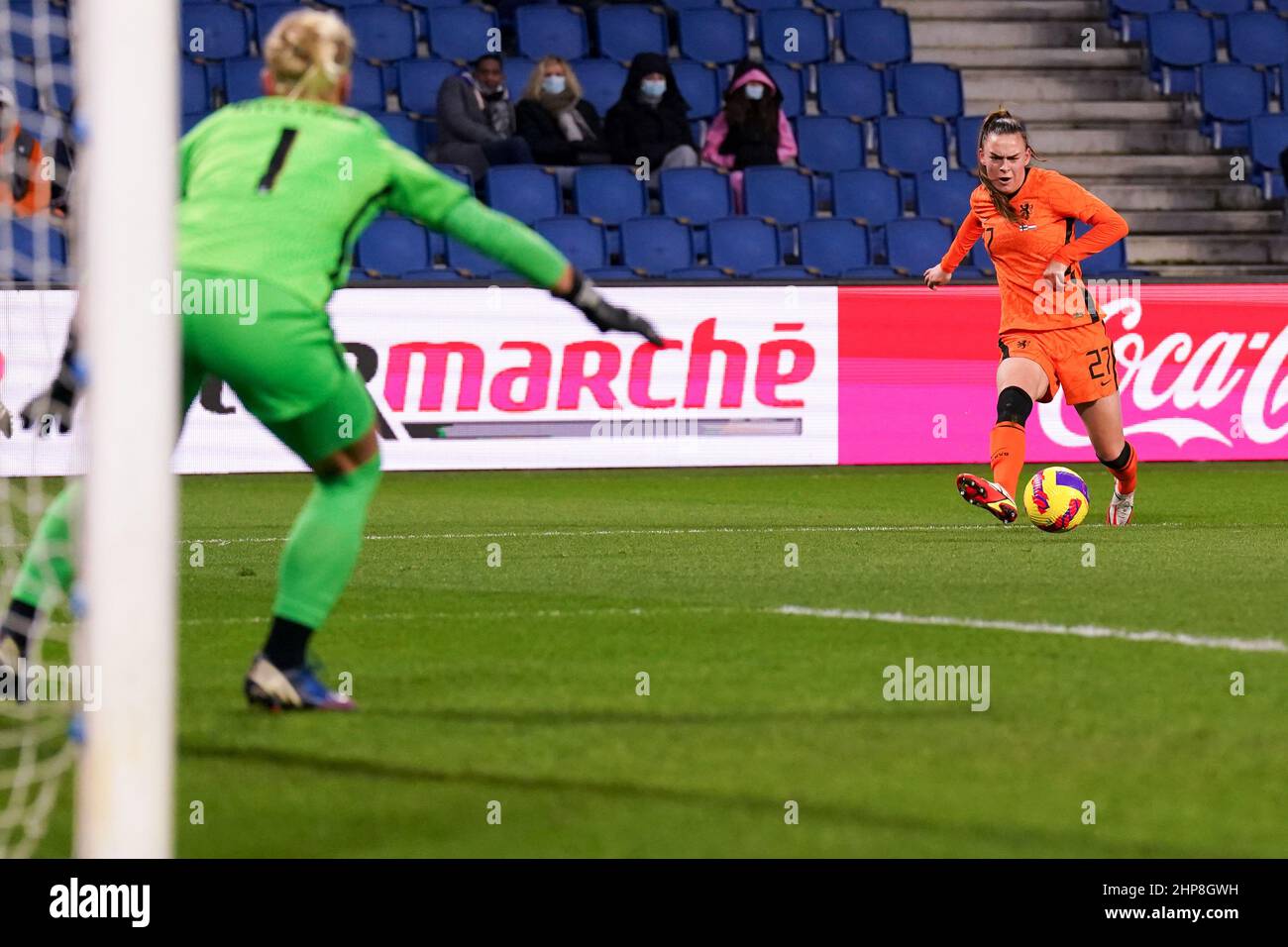 LE HAVRE, FRANCE - FEBRUARY 19: Romee Leuchter of the Netherlands during the Tournoi de France 2022 match between Finland and Netherlands at Stade Oceane on February 19, 2022 in Le Havre, France (Photo by Rene Nijhuis/Orange Pictures) Stock Photo