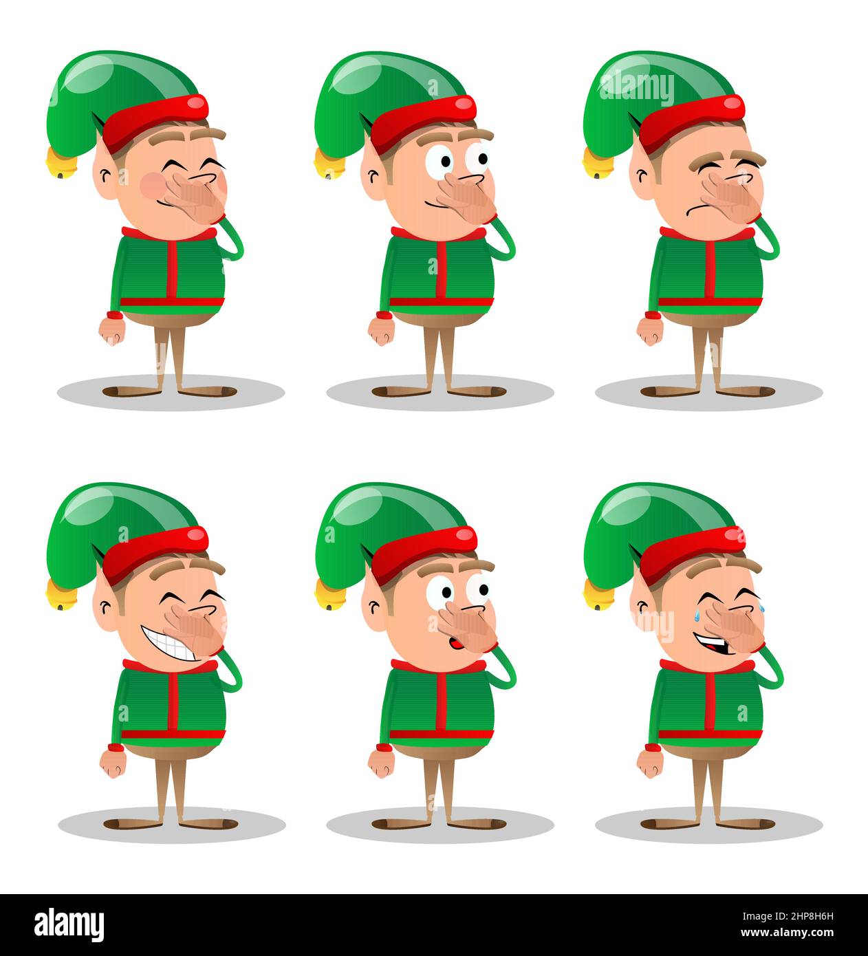 Christmas Elf holding his nose because of a bad smell Stock Vector
