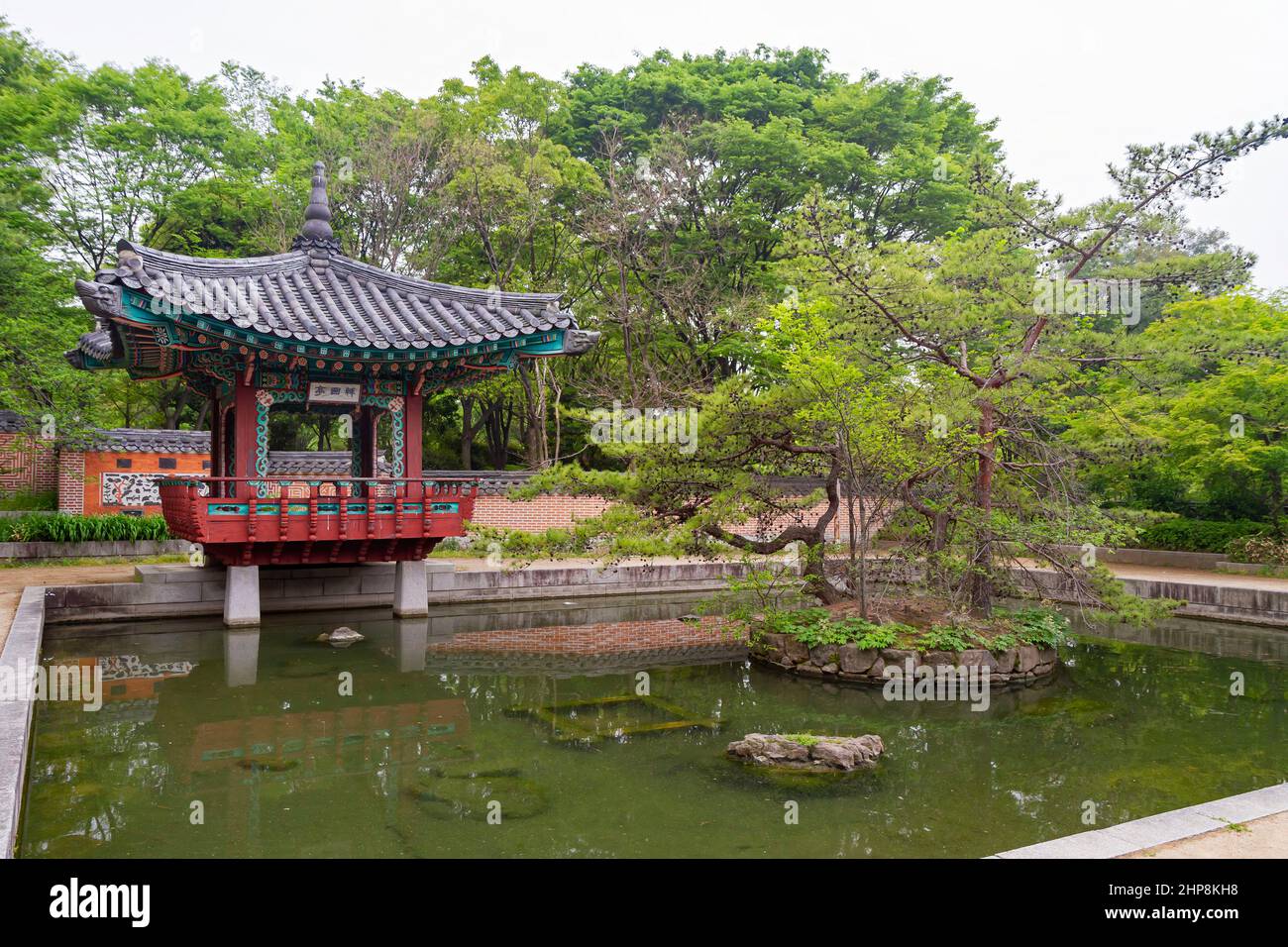 Overcast view of the Korean garden in Flower Expo Memorial Park at