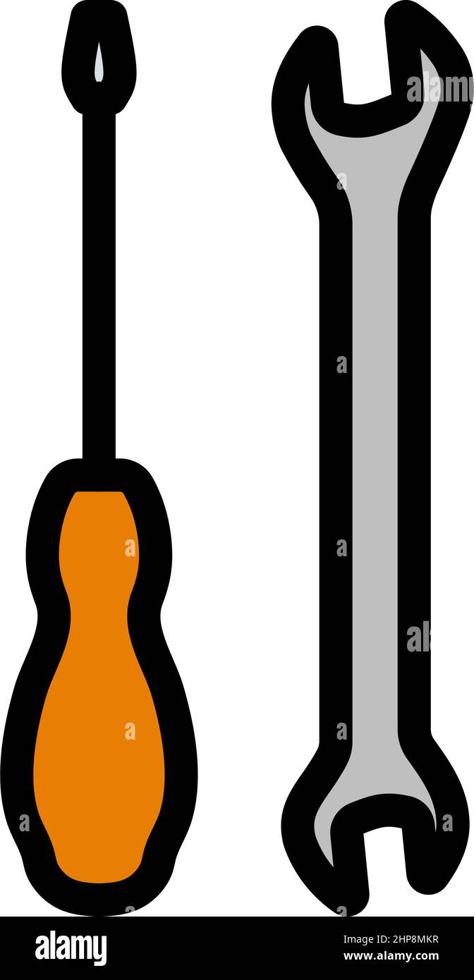 Wrench And Screwdriver Icon Stock Vector