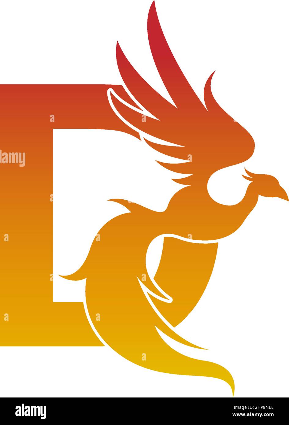 Letter D icon with phoenix logo design template Stock Vector