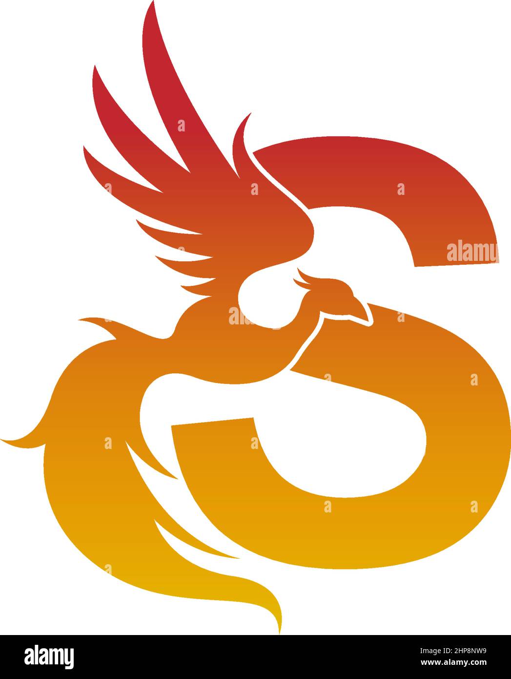 Letter S icon with phoenix logo design template Stock Vector
