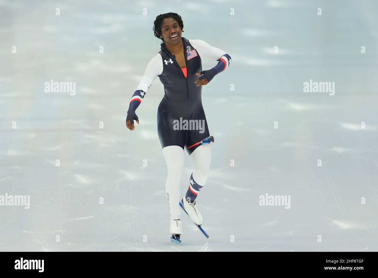 Erin Jackson (USA),  FEBRUARY 13, 2022 - Speed Skating :  Women's 500m  during the Beijing 2022 Olympic Winter Games  at National Speed Skating Oval i Stock Photo