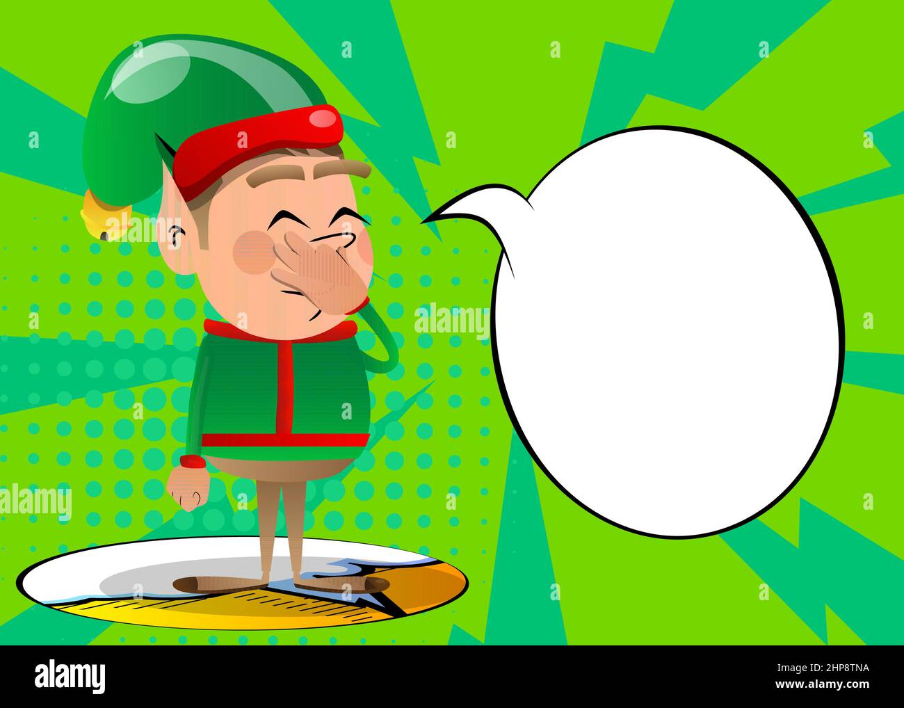 Christmas Elf holding his nose because of a bad smell Stock Vector