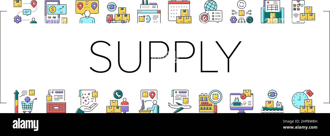 Supply Chain Management System Icons Set Vector Stock Vector Image ...