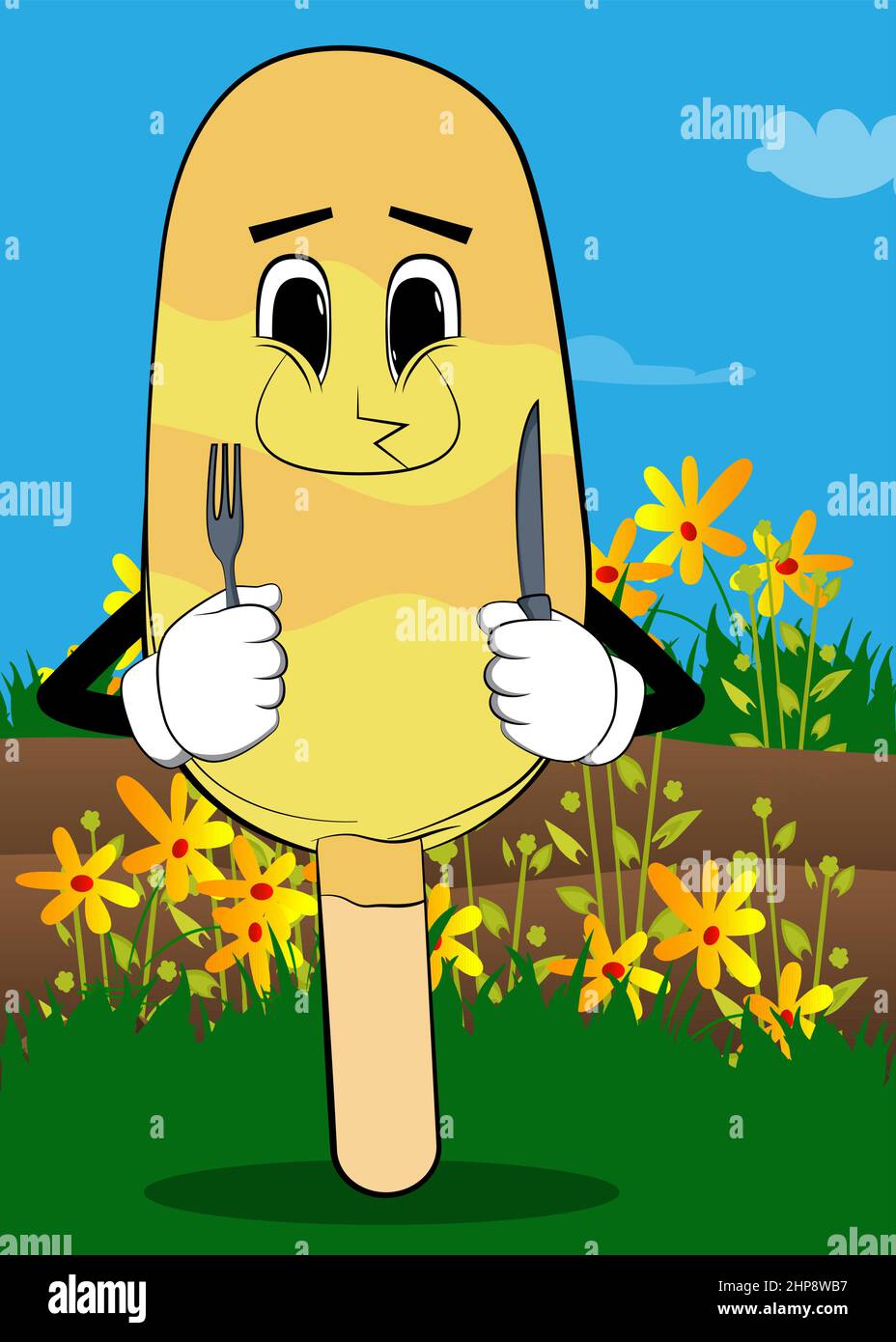 Ice Cream holding up a knife and fork Stock Vector Image & Art Alamy