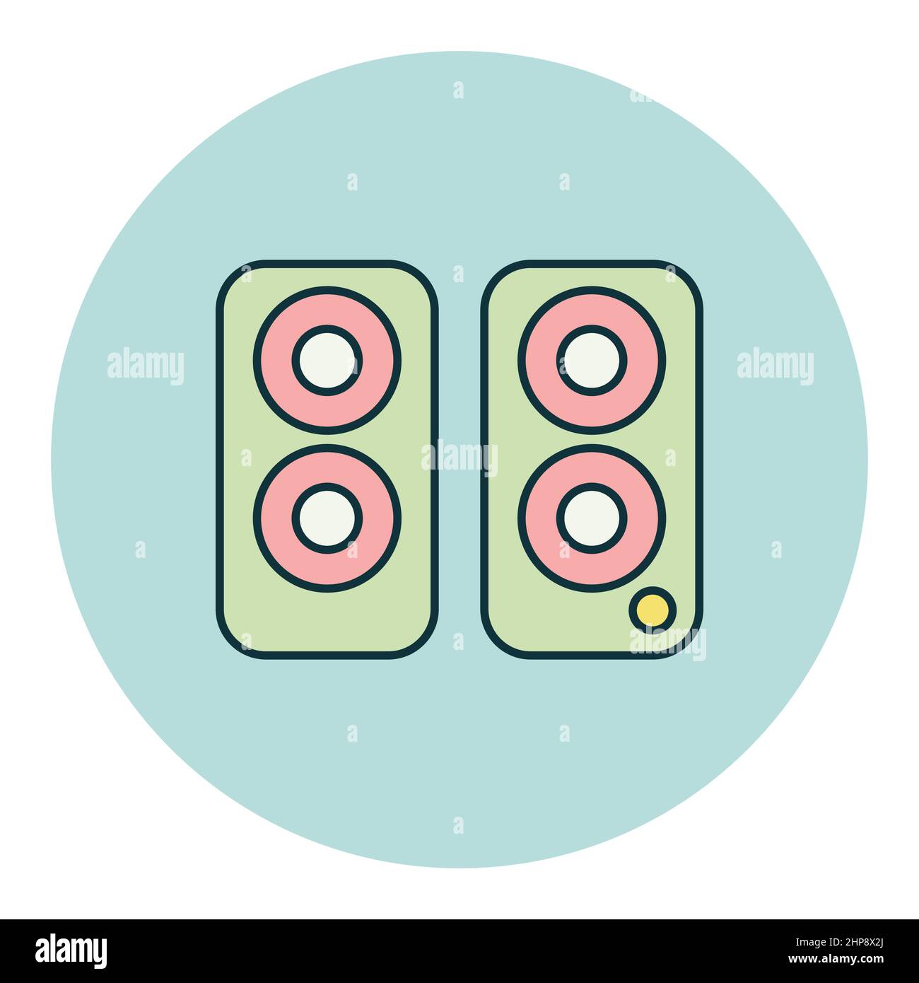 Two acoustic speaker vector flat icon Stock Vector