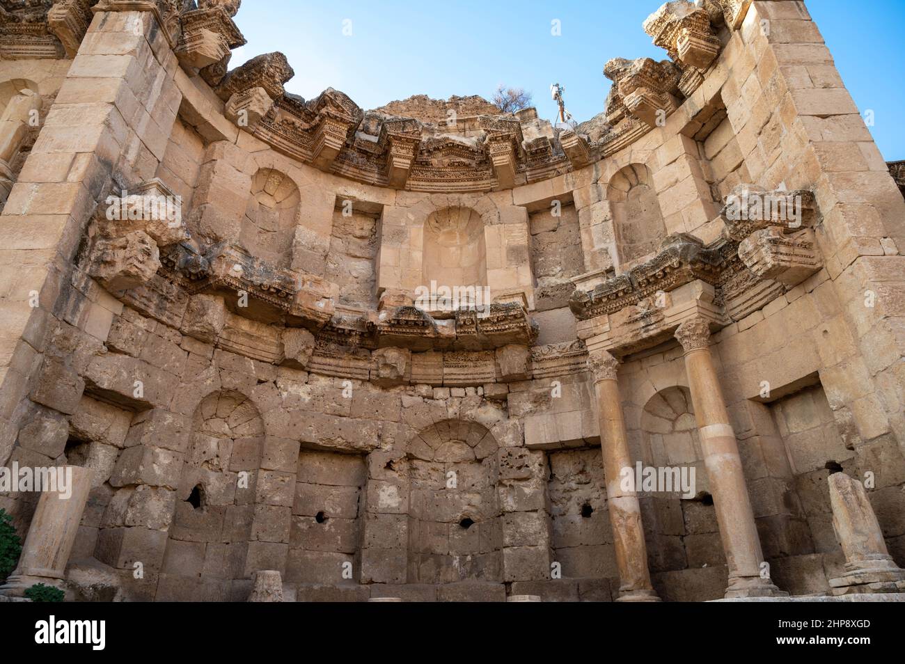 Nymphaeum on Cardo Maximus in the ancient Roman city of Jerash, Jordan Stock Photo