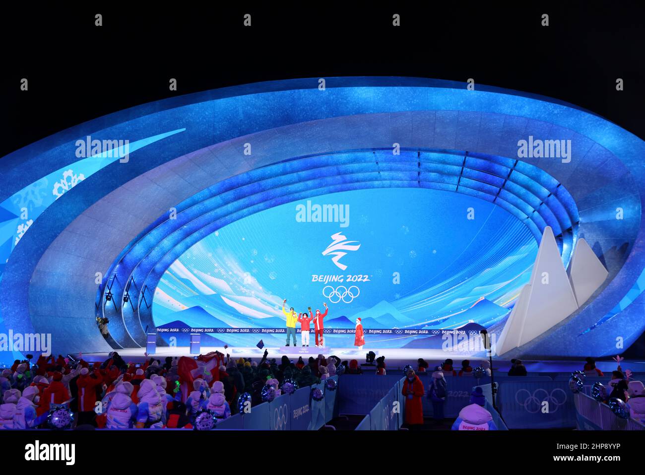 General view,  FEBRUARY 11, 2022 - Snowboarding : Men's Halfpipe Medal Ceremony during the Beijing 2022 Olympic Winter Games at Zhangjiakou Medal Plaz Stock Photo