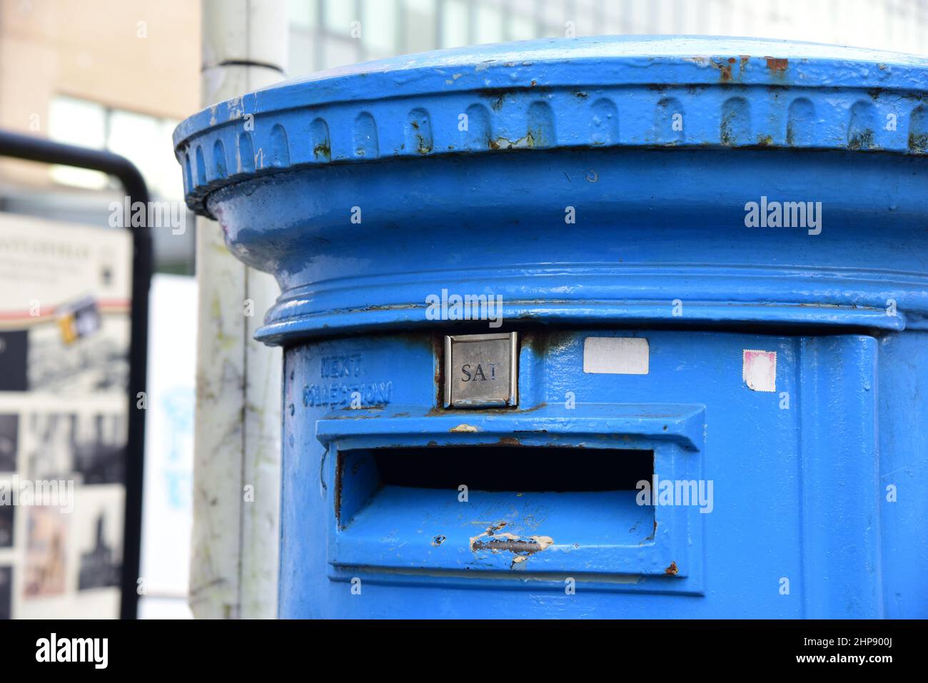 Blue Post Box Stock Photo Alamy