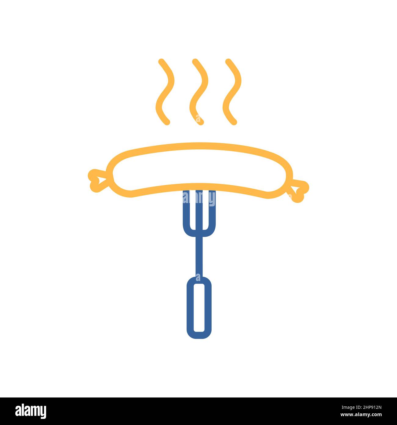 Sausage fork vector icon. Fast food sign Stock Vector
