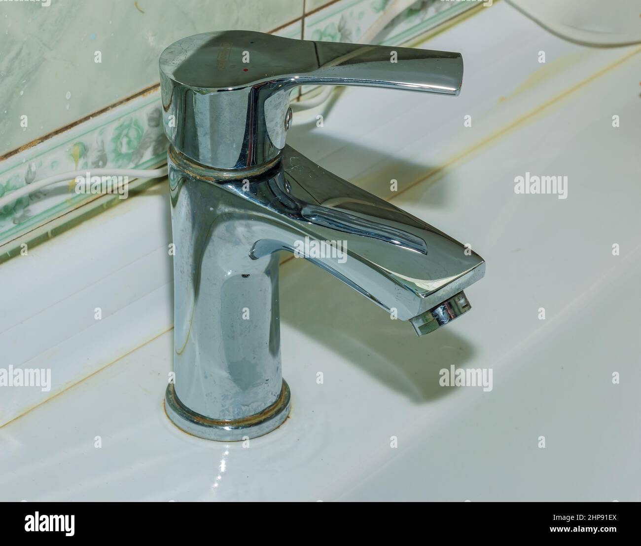 Water tap, faucet. Modern clean hause. Hygiene concept. Stock Photo