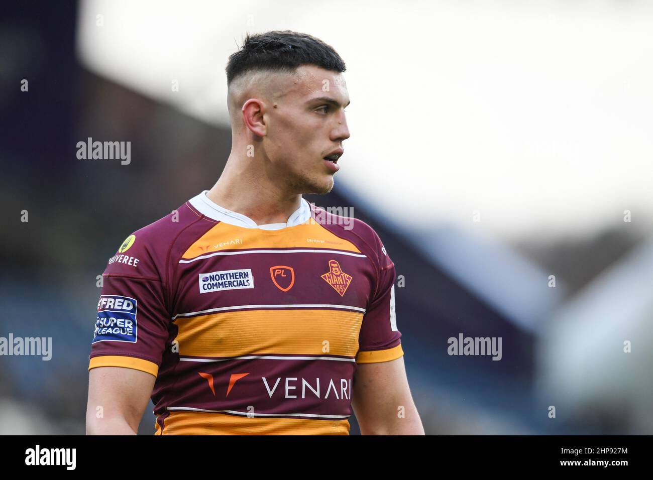 Huddersfield, UK. 19th Feb, 2022. Owen Trout #17 of Huddersfield Giants in action during the game in Huddersfield, United Kingdom on 2/19/2022. (Photo by Simon Whitehead/News Images/Sipa USA) Credit: Sipa USA/Alamy Live News Stock Photo