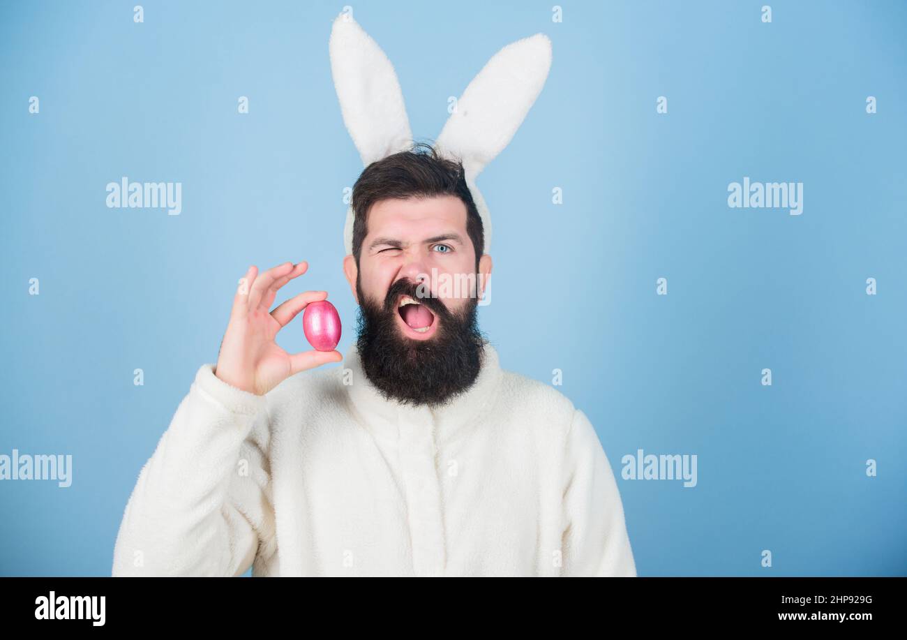 Easter bunny. Funny bunny with beard and mustache. Join celebration ...