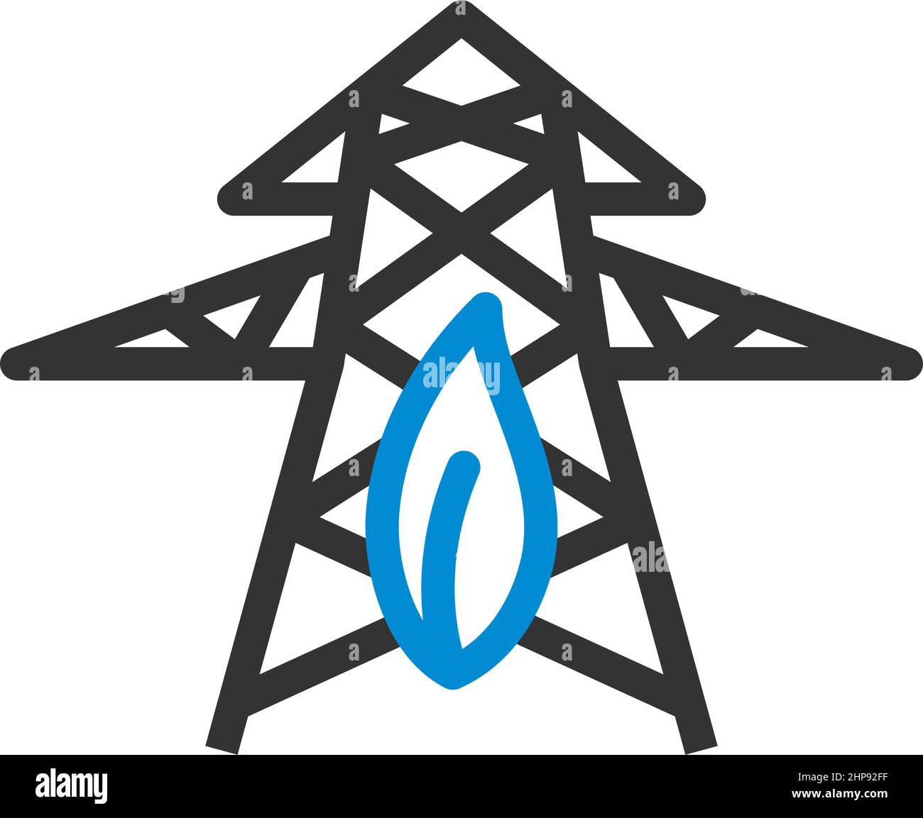 Electric Tower With Leaf Icon Stock Vector