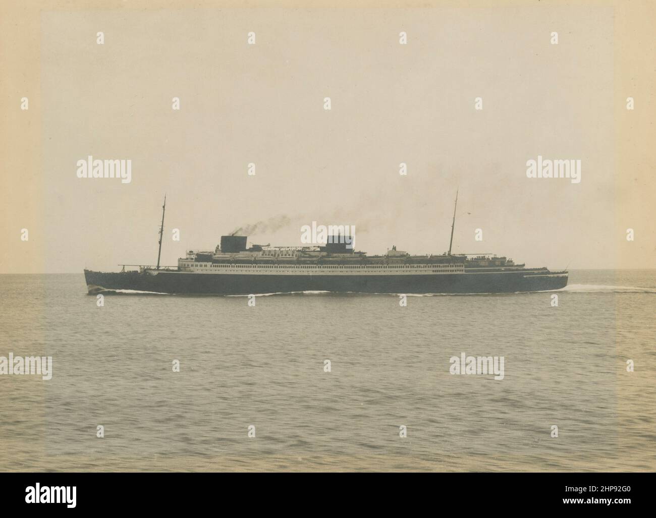 Antique circa 1930s photograph, the Norddeutscher Lloyd ocean liner SS Bremen (1928). SOURCE: ORIGINAL PHOTOGRAPH Stock Photo