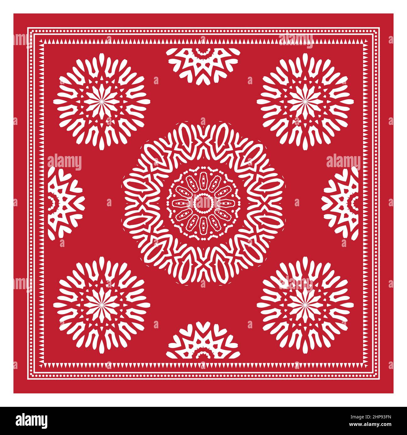 Bandana Shawl, Tablecloth Fabric Print, Silk Neck Scarf, Kerchief Design, Ornament Paisley, Square Pattern. Stock Vector