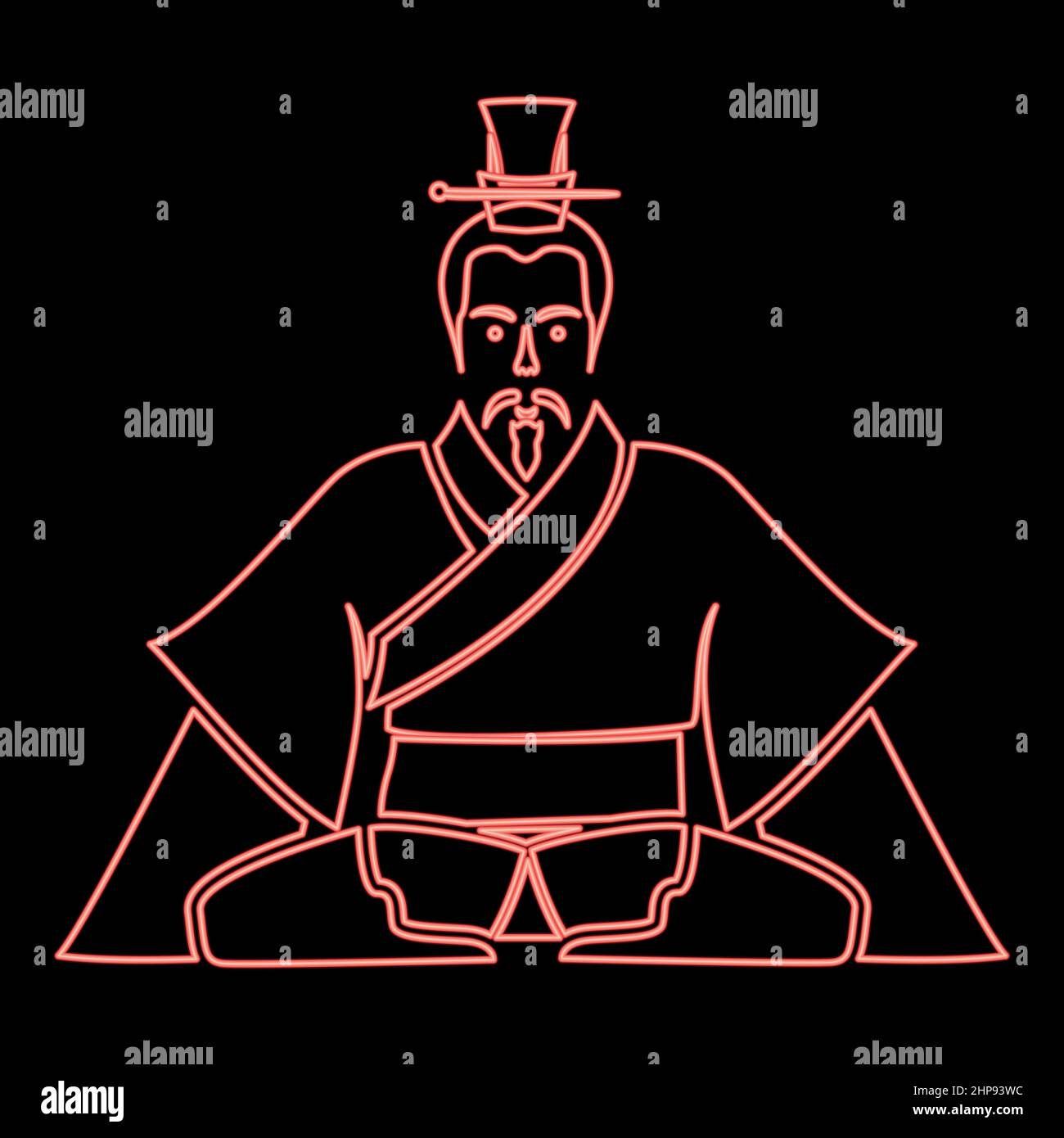 Neon emperor of china black red color vector illustration image flat style Stock Vector