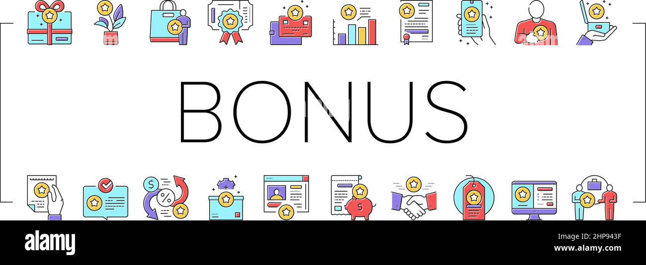 Bonus Present Of Sales Collection Icons Set Vector Stock Vector Image ...