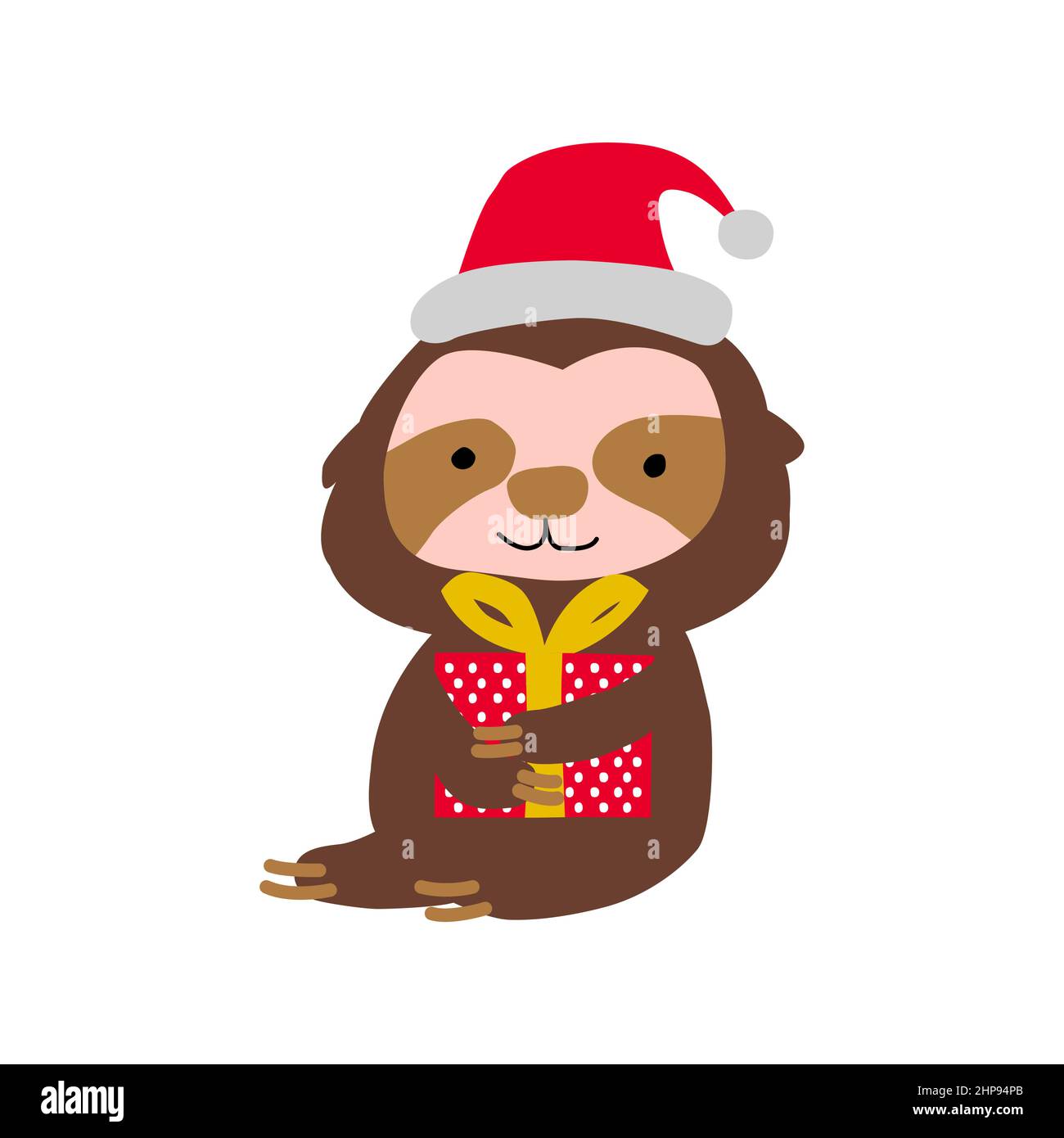 clip art of sloth in xmas costume with cartoon design,vector ...