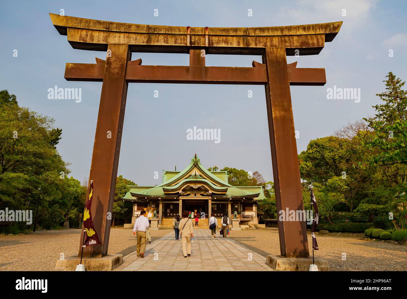 Osaka, APR 30 2011 - Sunny view of the Hokoku Shrine and Sanctuary Stock Photo