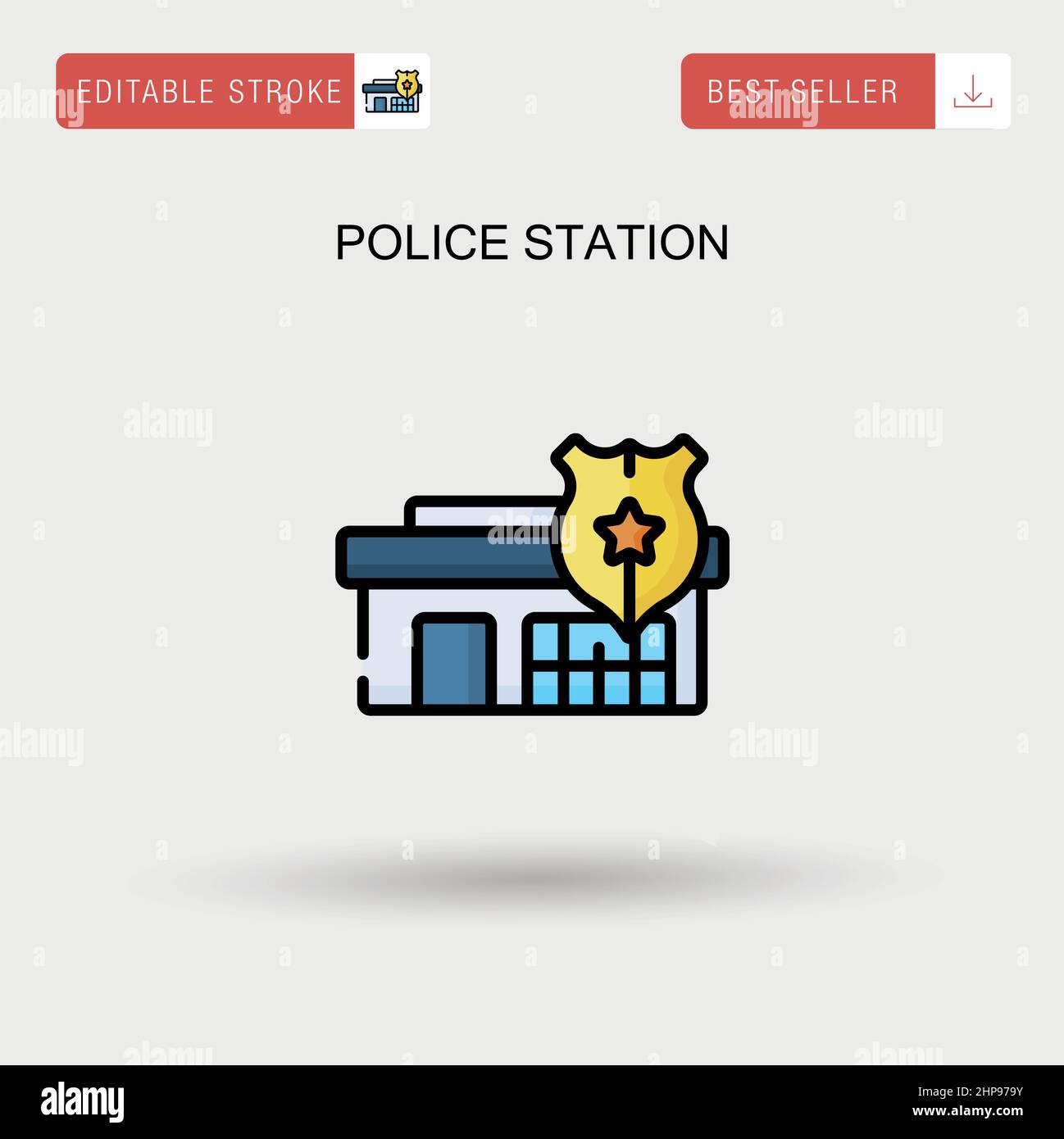 Police station Simple vector icon. Stock Vector