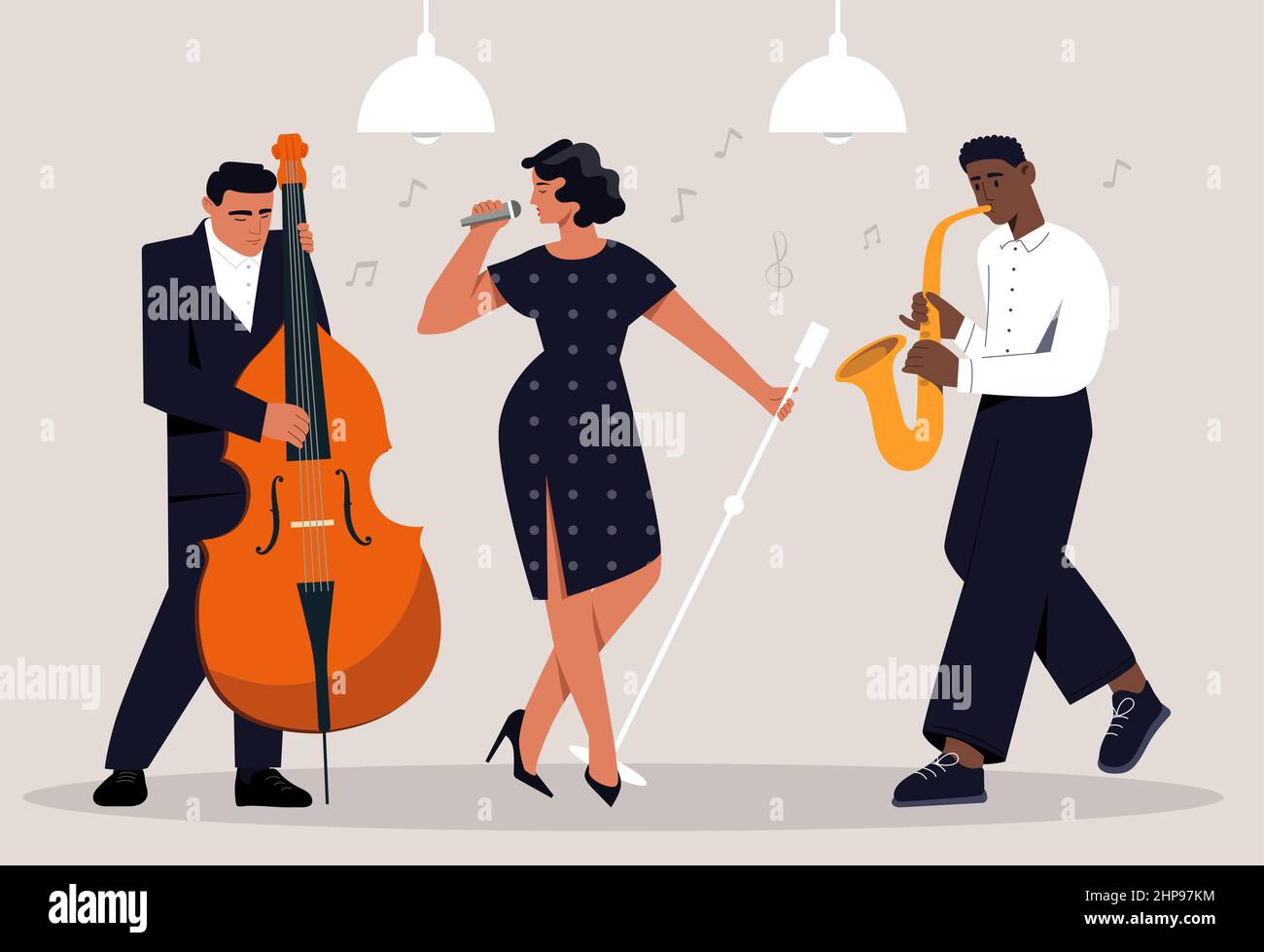Group playing jazz Stock Vector