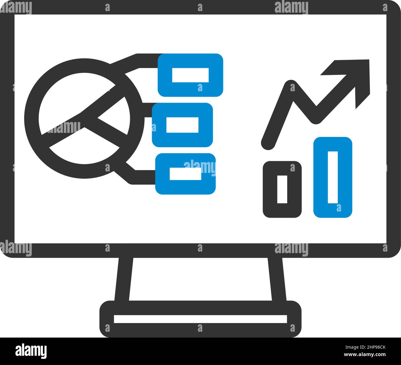 Monitor With Analytics Diagram Icon Stock Vector
