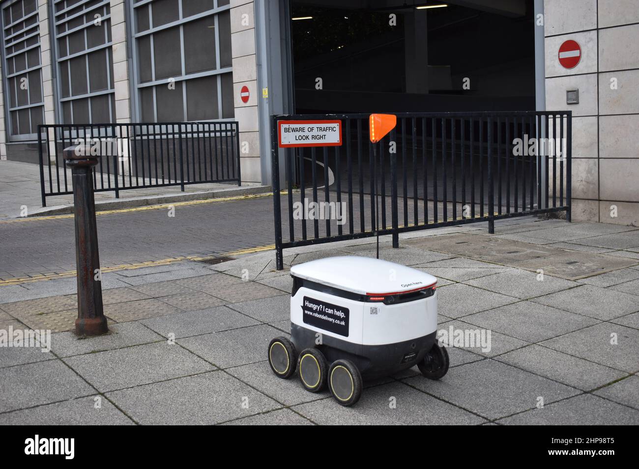 Starship delivery robot in Central Milton Keynes. Stock Photo