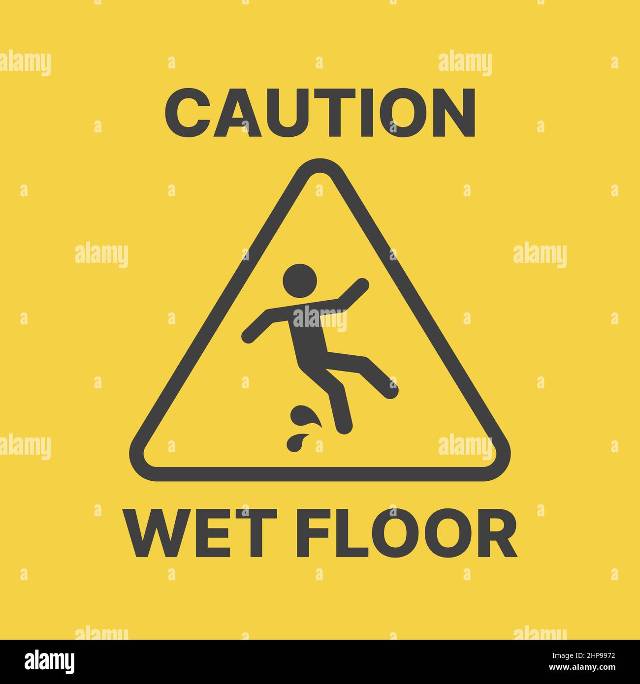 Caution wet floor yellow vector sign Stock Vector