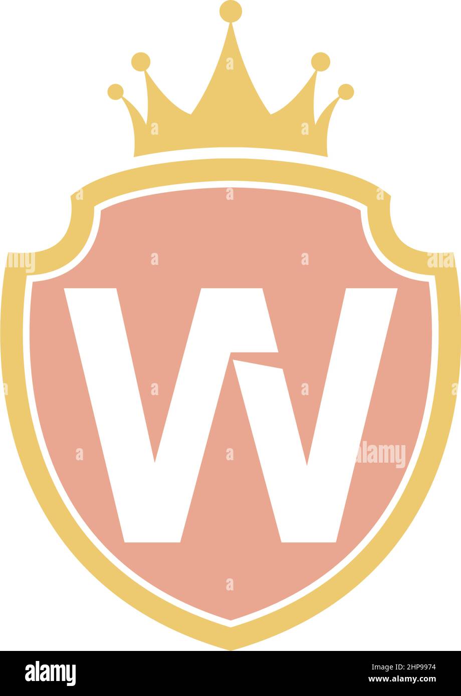 W Letter Logo Consisting Of Floral Pattern Letters In A Heraldic Shield  With Crown Stock Illustration - Download Image Now - iStock