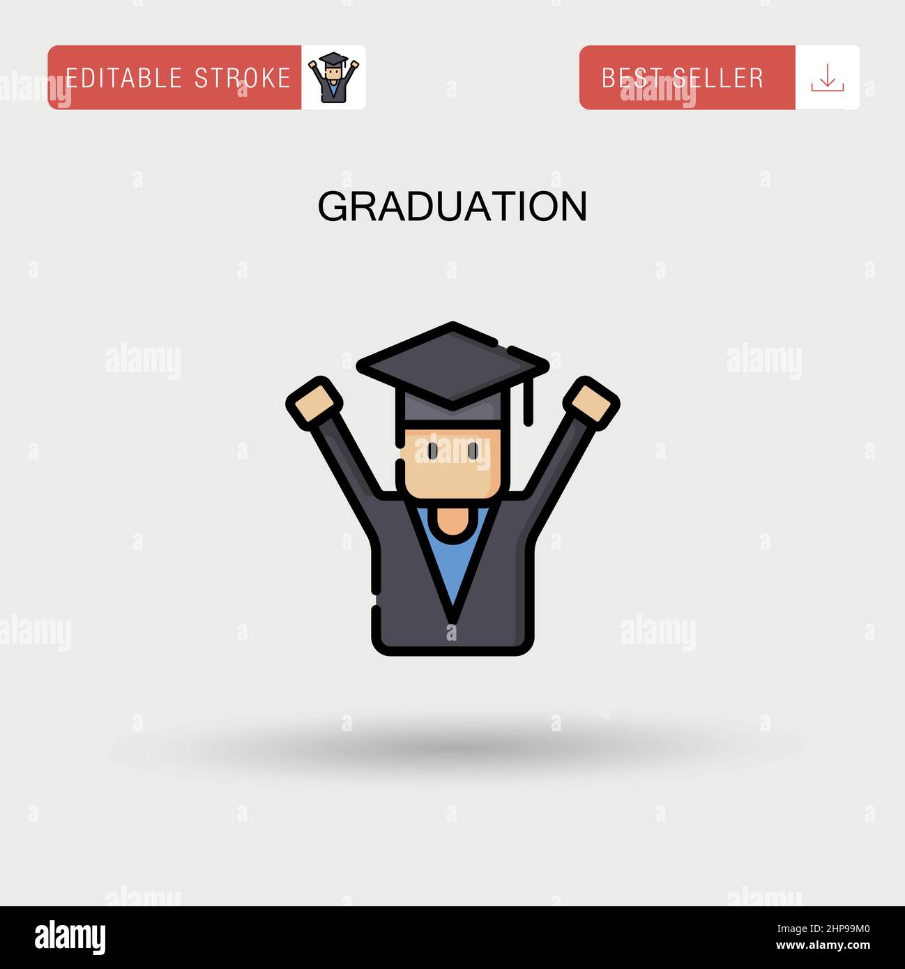 Graduation Simple vector icon. Stock Vector